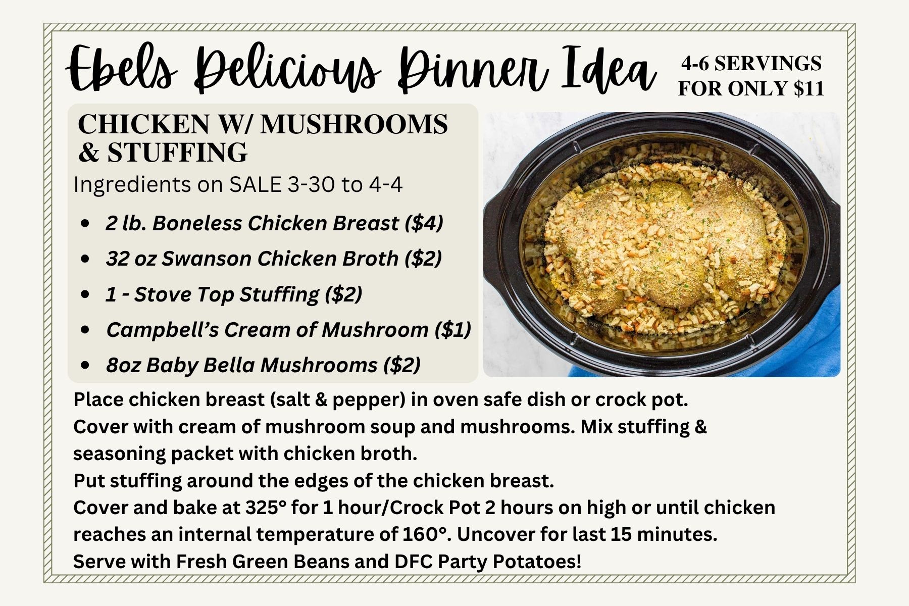 Ebels, recipe, meat, easy dinner ideas, family meal, affordable meals, chicken