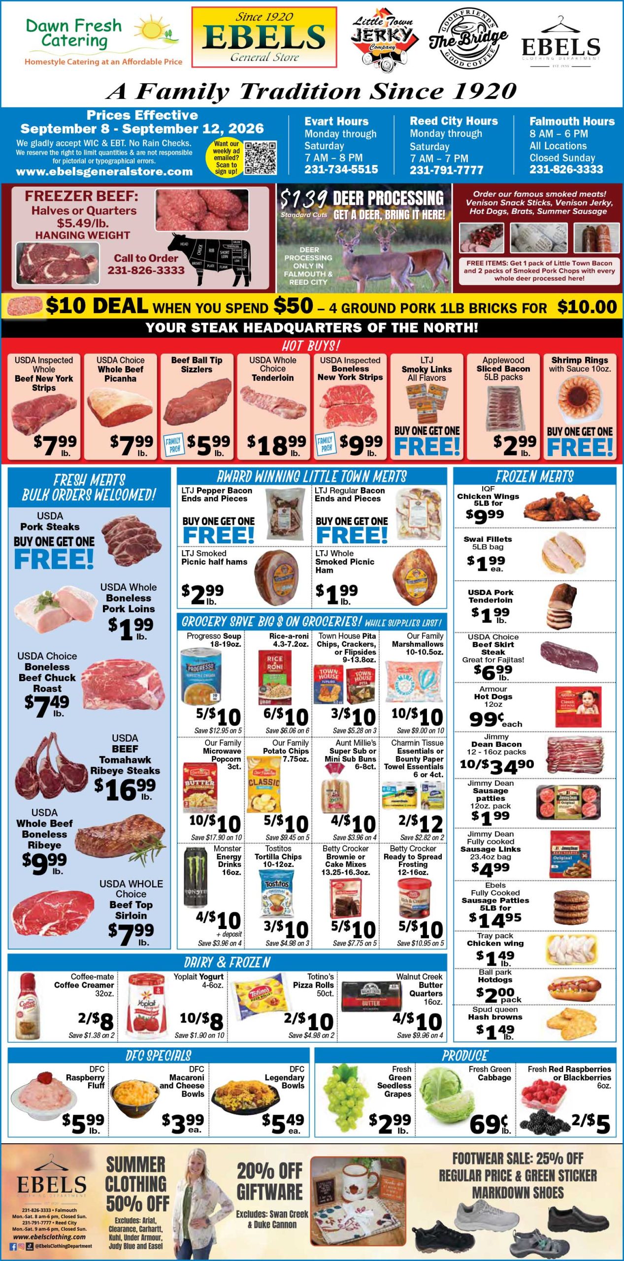 ebels meats, beef, ebels, falmouth, reed city, evart, ebels grocery store, grocery near me